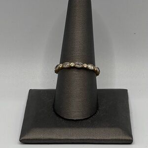 Freida Rothman Sterling Silver Stacking Ring with gold and CZ stones